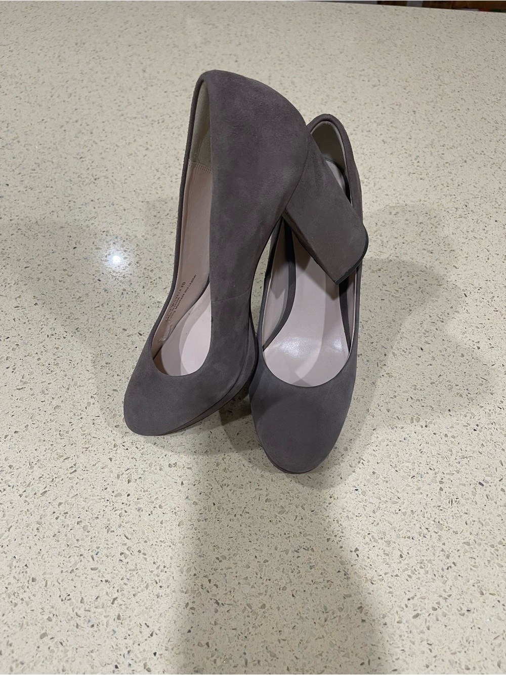 Cole Haan Gray Suede Block Heel Pumps